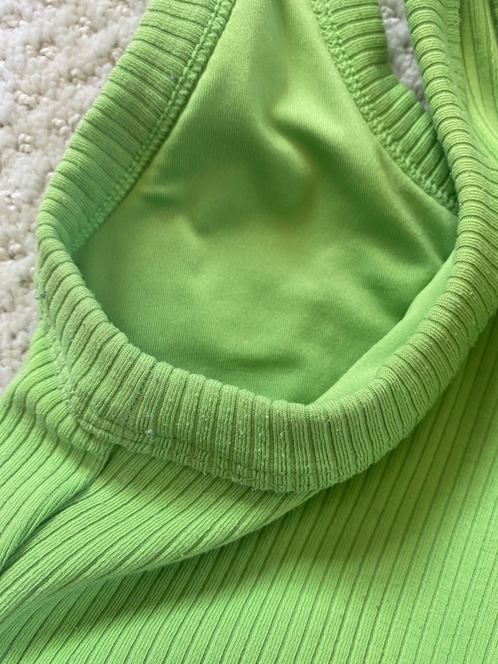 Alo Ribbed Lime Green Crop Tank Top, size medium - Picture 4 of 9
